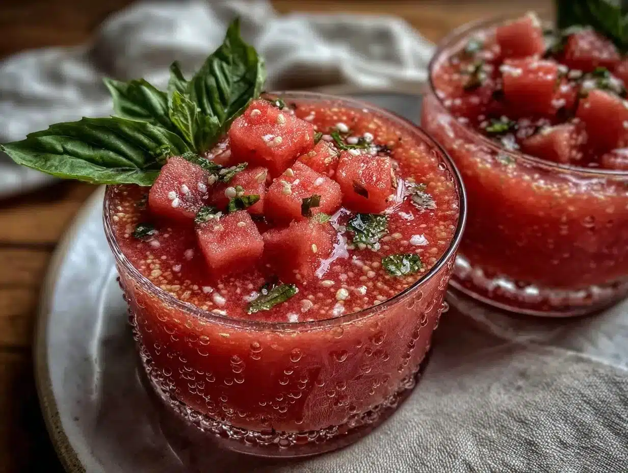 fresh chilled watermelon gazpacho preparation steps