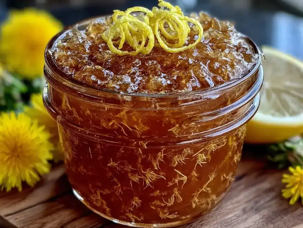 fresh dandelion petal honey - featured image
