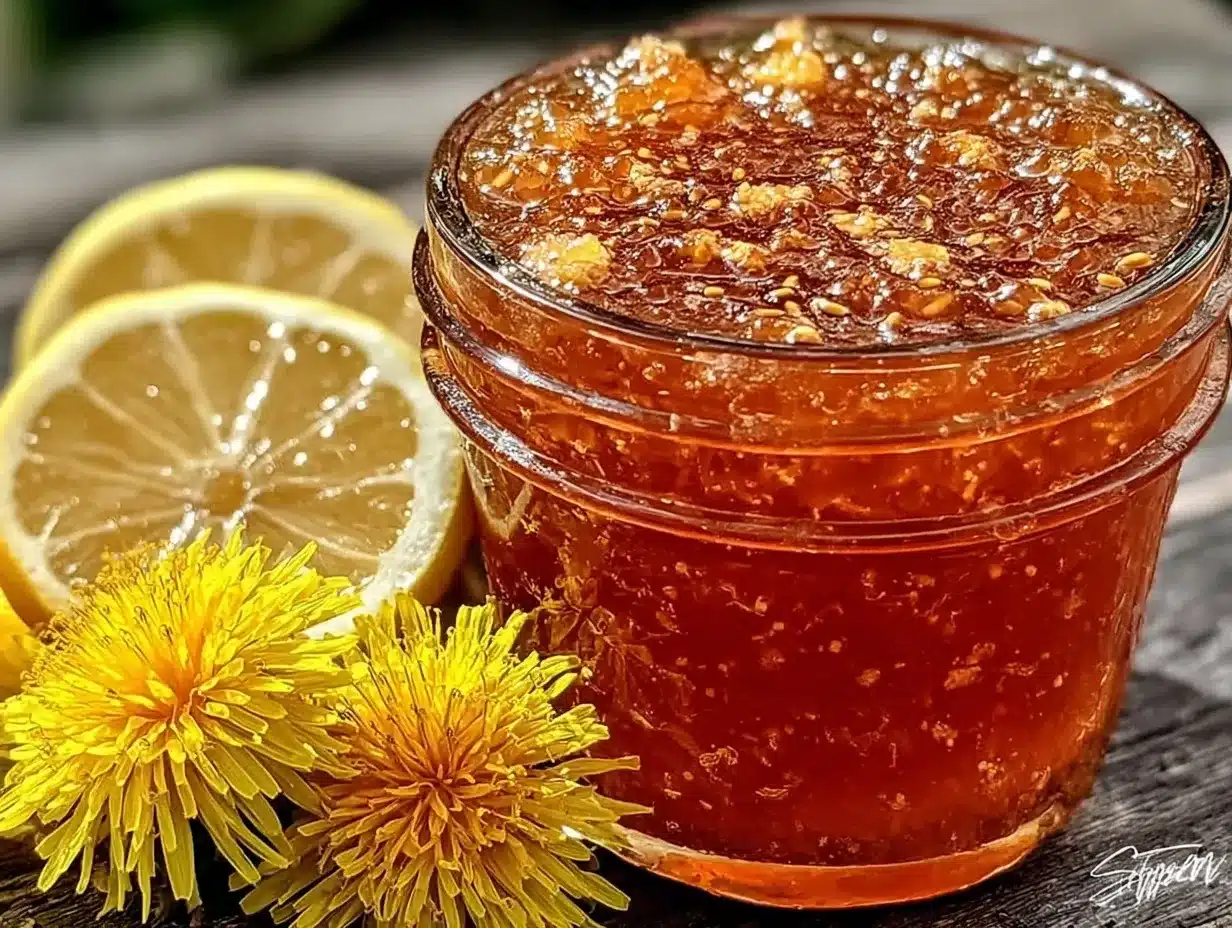 fresh homemade dandelion jelly preparation steps