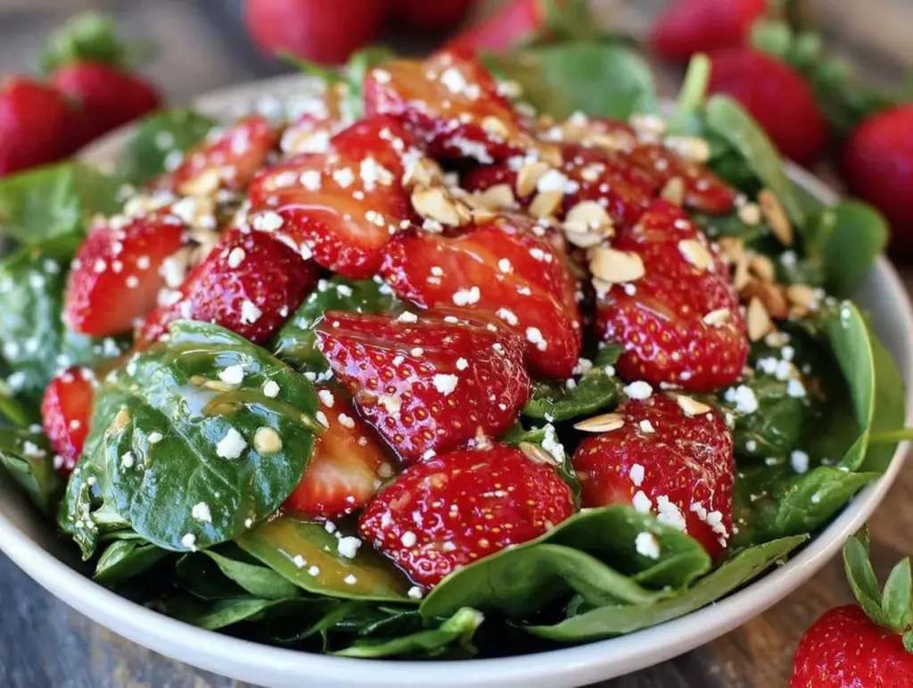fresh strawberry spinach salad - featured image