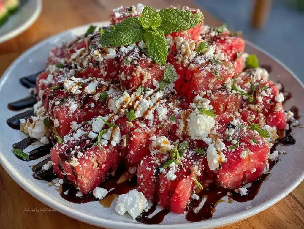 fresh watermelon feta salad - featured image