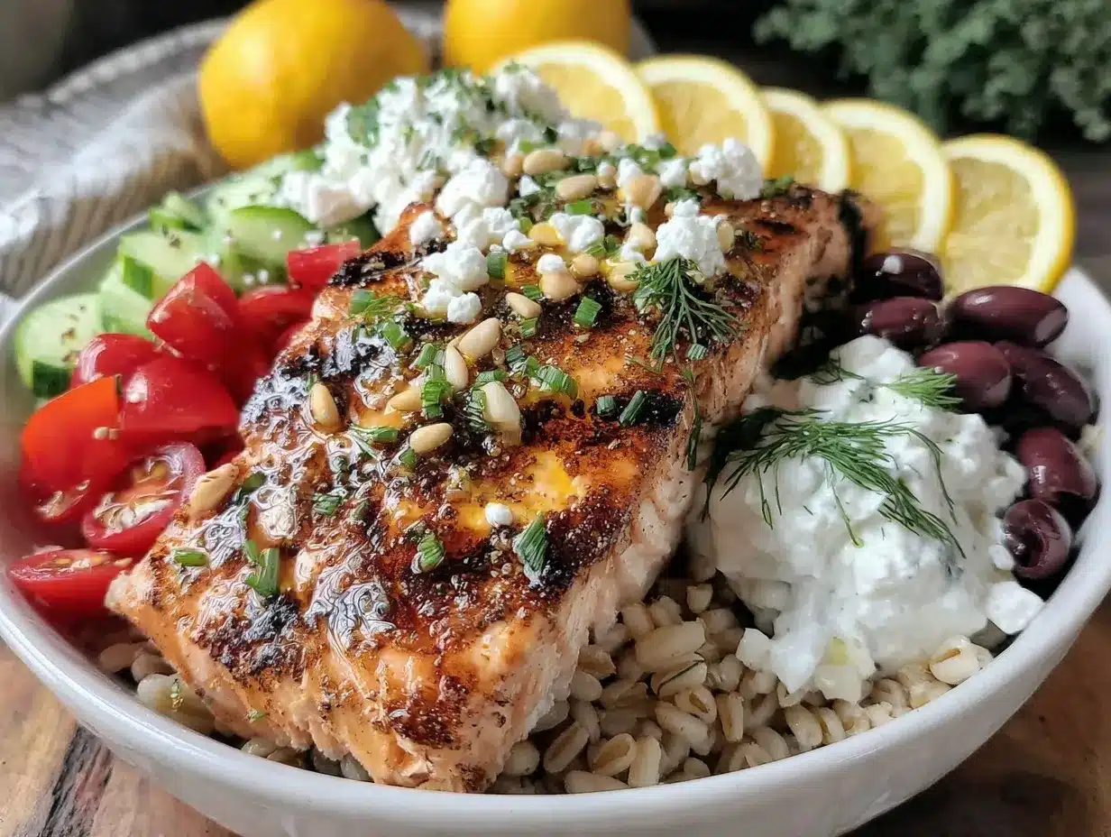 Mediterranean salmon bowl preparation steps