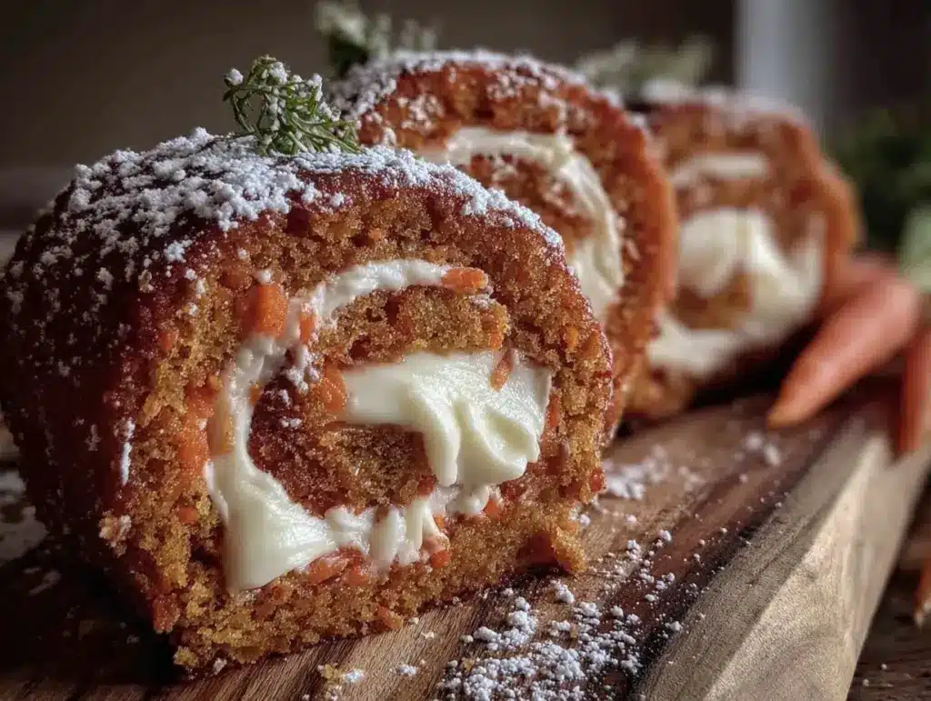 mini carrot cake Swiss rolls - featured image