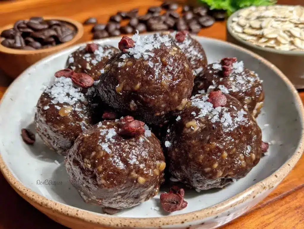 no bake chocolate espresso protein energy bites - featured image