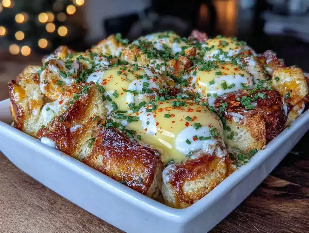 overnight eggs benedict casserole - featured image