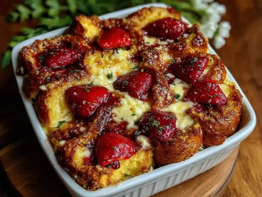 overnight strawberry cream cheese french toast bake - featured image