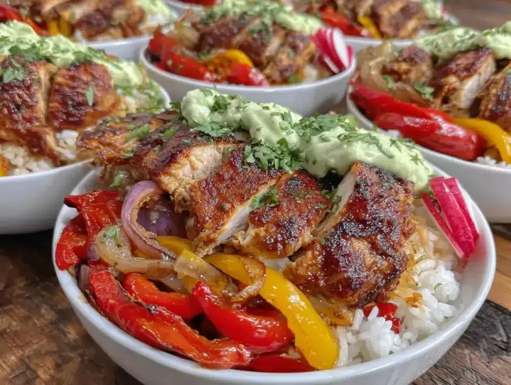 sheet pan chicken fajita meal prep bowls - featured image