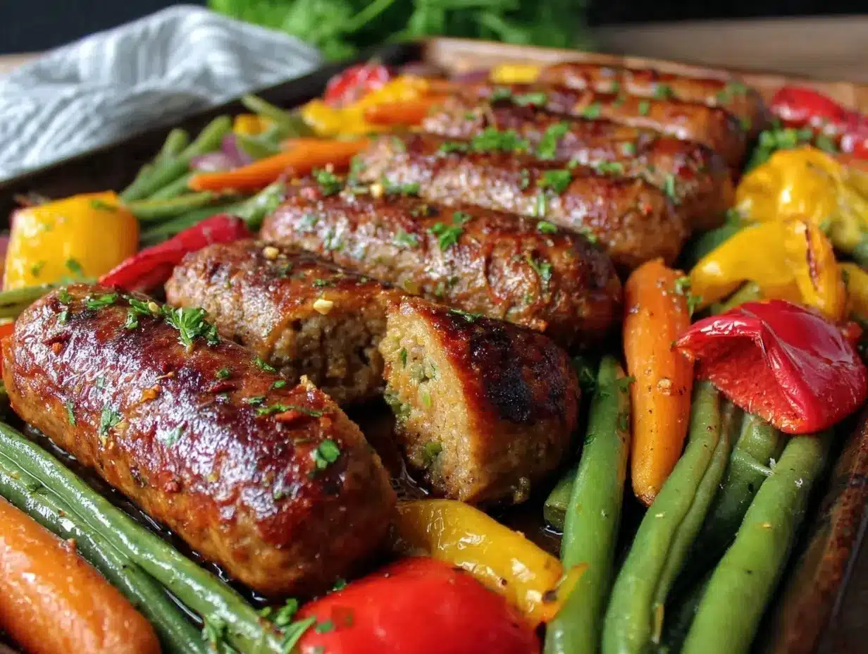sheet pan sausage and veggie dinner preparation steps