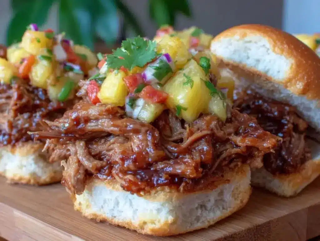 slow cooker hawaiian pulled pork sliders - featured image