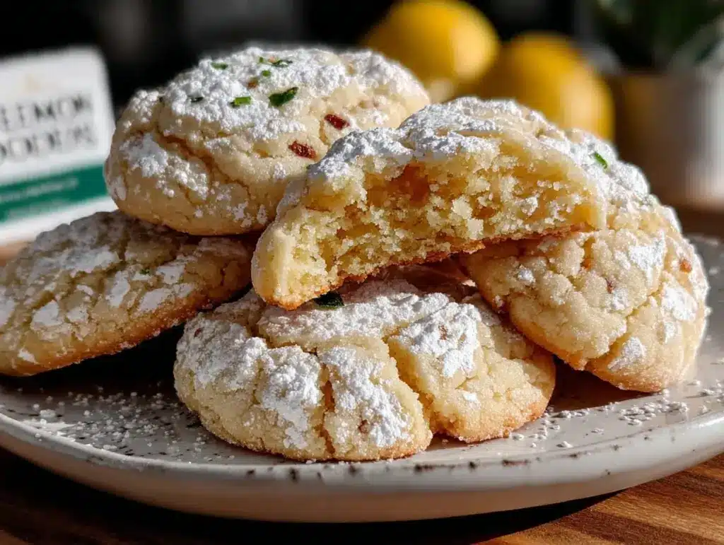 soft lemon crinkle cookies - featured image
