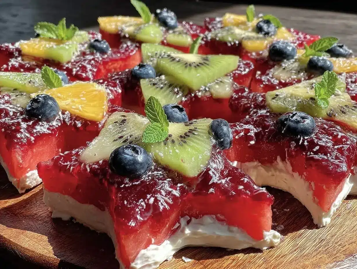 star-shaped watermelon fruit pizza preparation steps