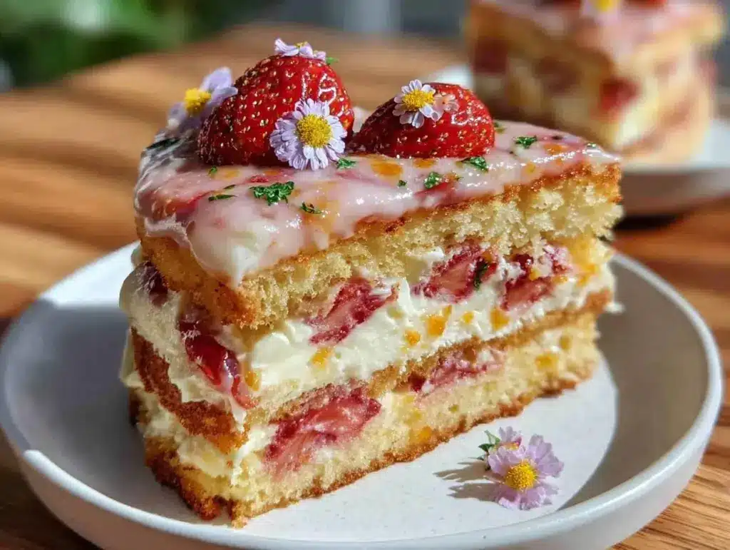 Strawberry Champagne Mimosa Cake - featured image