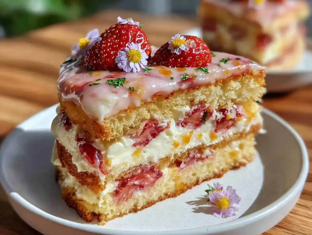 Strawberry Champagne Mimosa Cake preparation steps