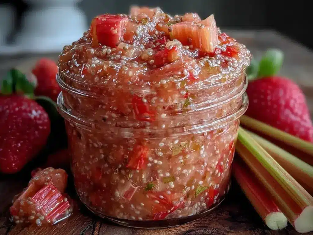 strawberry rhubarb chia jam - featured image