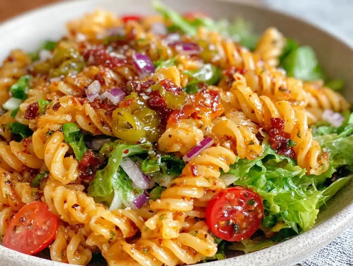 Zesty Italian Grinder Salad Pasta preparation steps