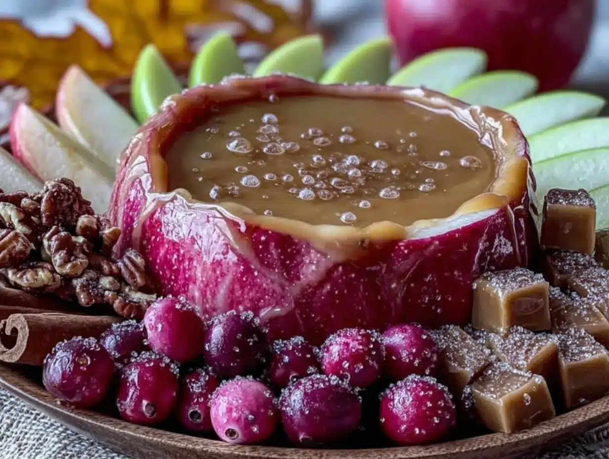 apple shaped caramel apple dip board preparation steps