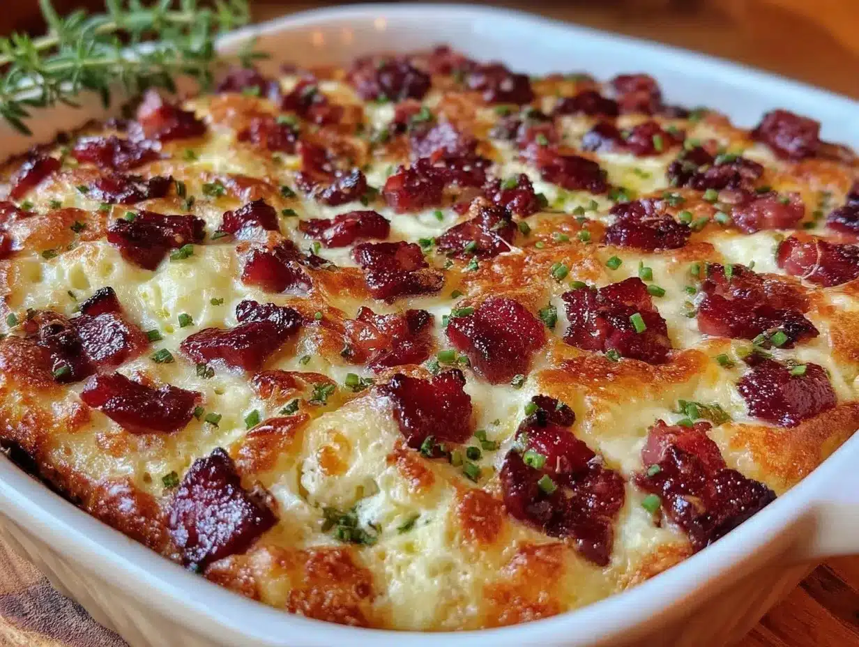 Applewood bacon and Gruyere breakfast casserole preparation steps