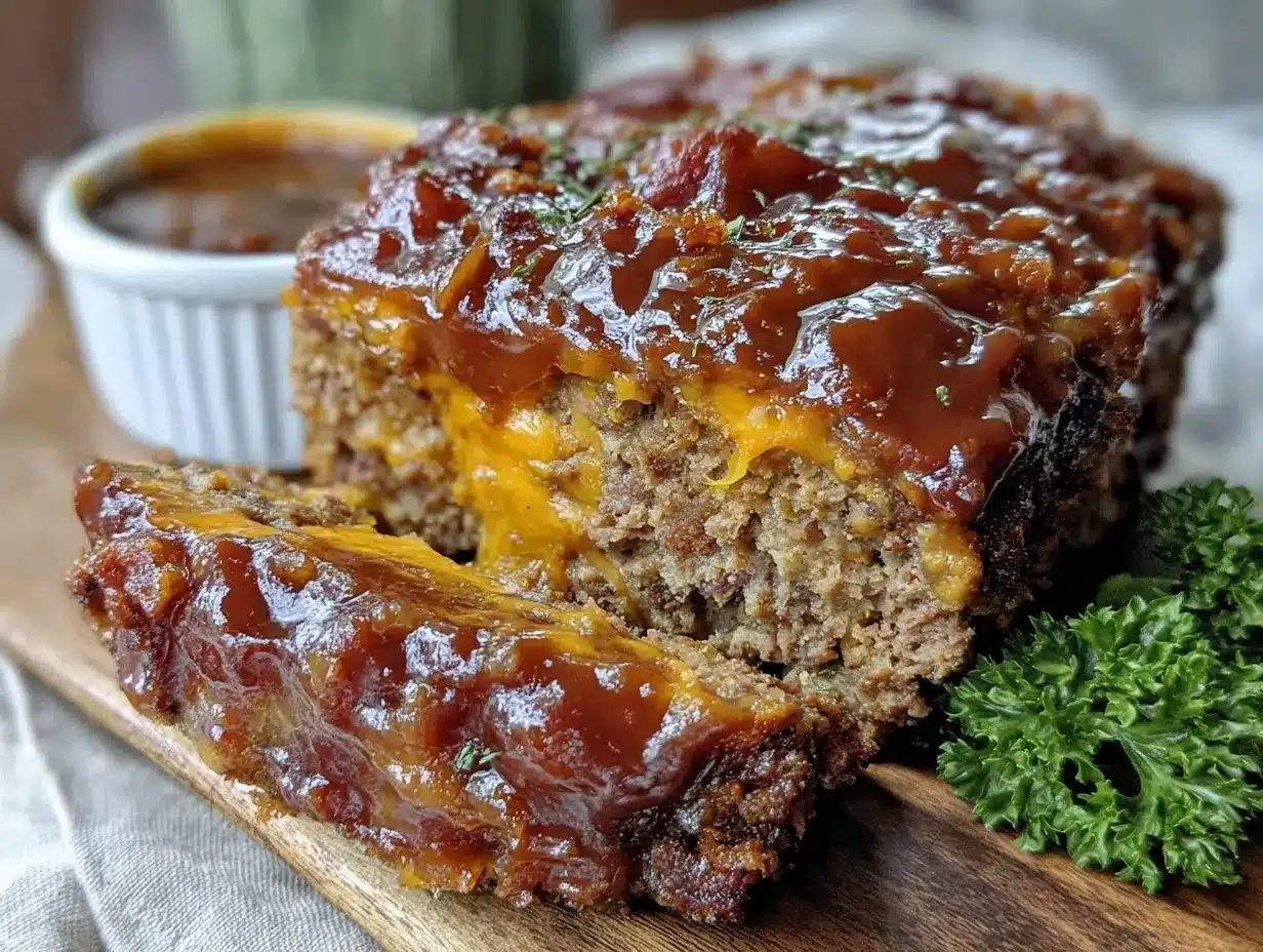 BBQ bacon cheeseburger stuffed meatloaf preparation steps
