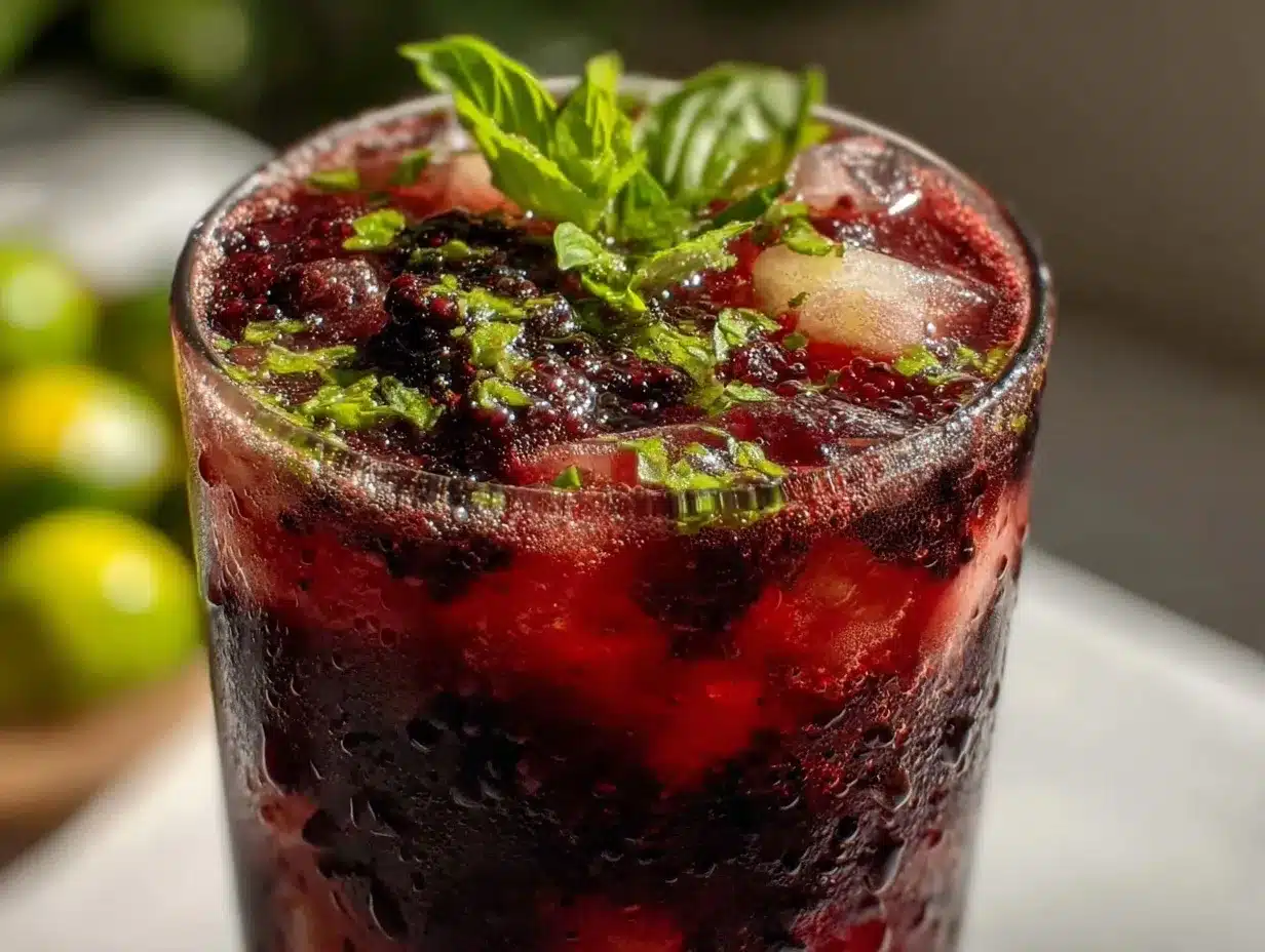 blackberry basil lemonade mocktail preparation steps