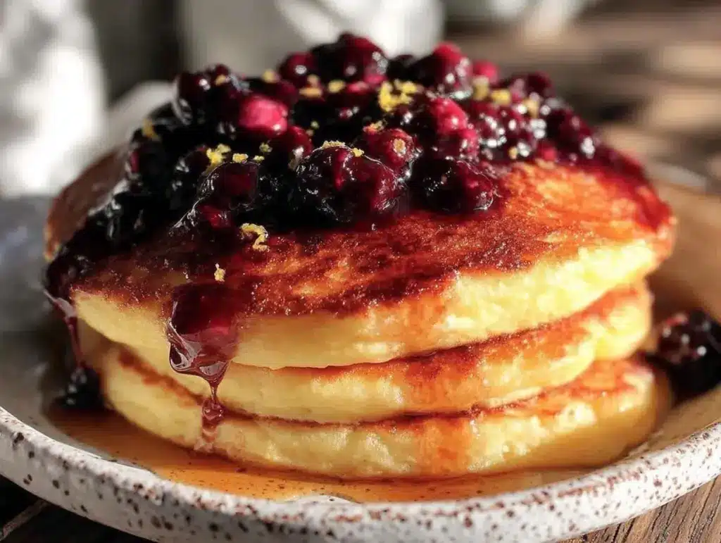 brown butter lemon ricotta pancakes - featured image