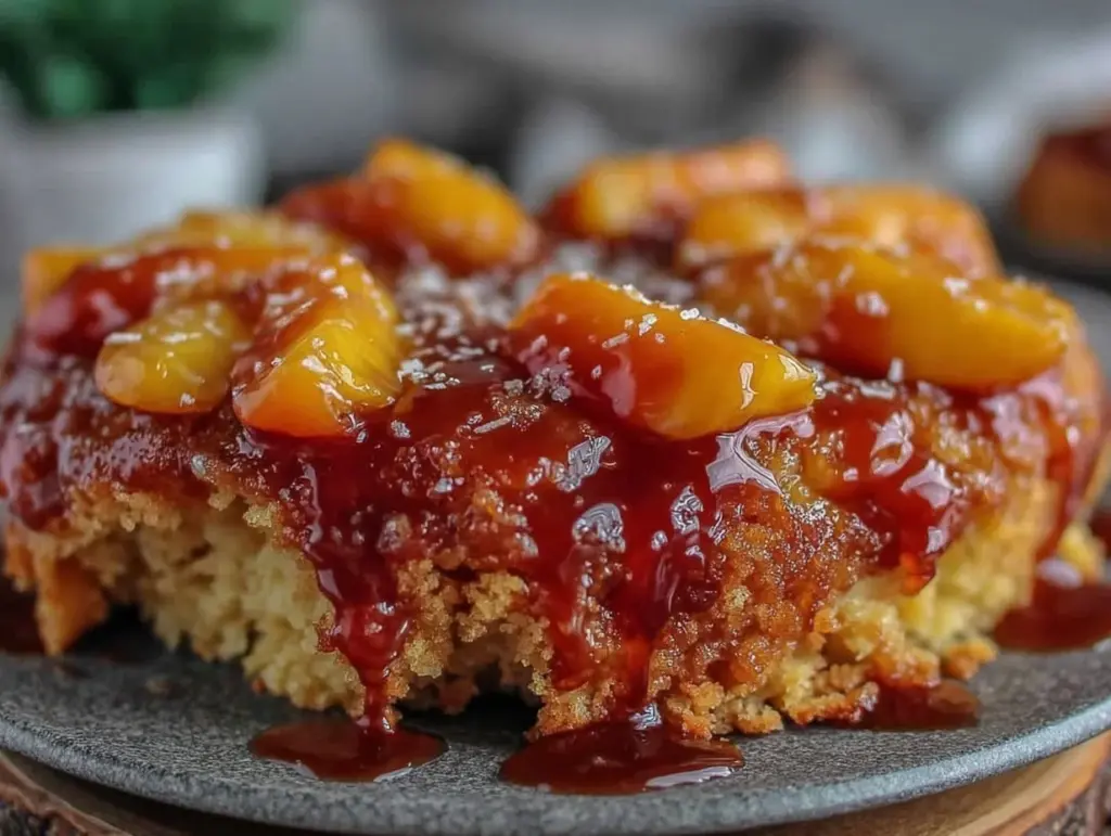 brown butter peach upside-down skillet cake - featured image