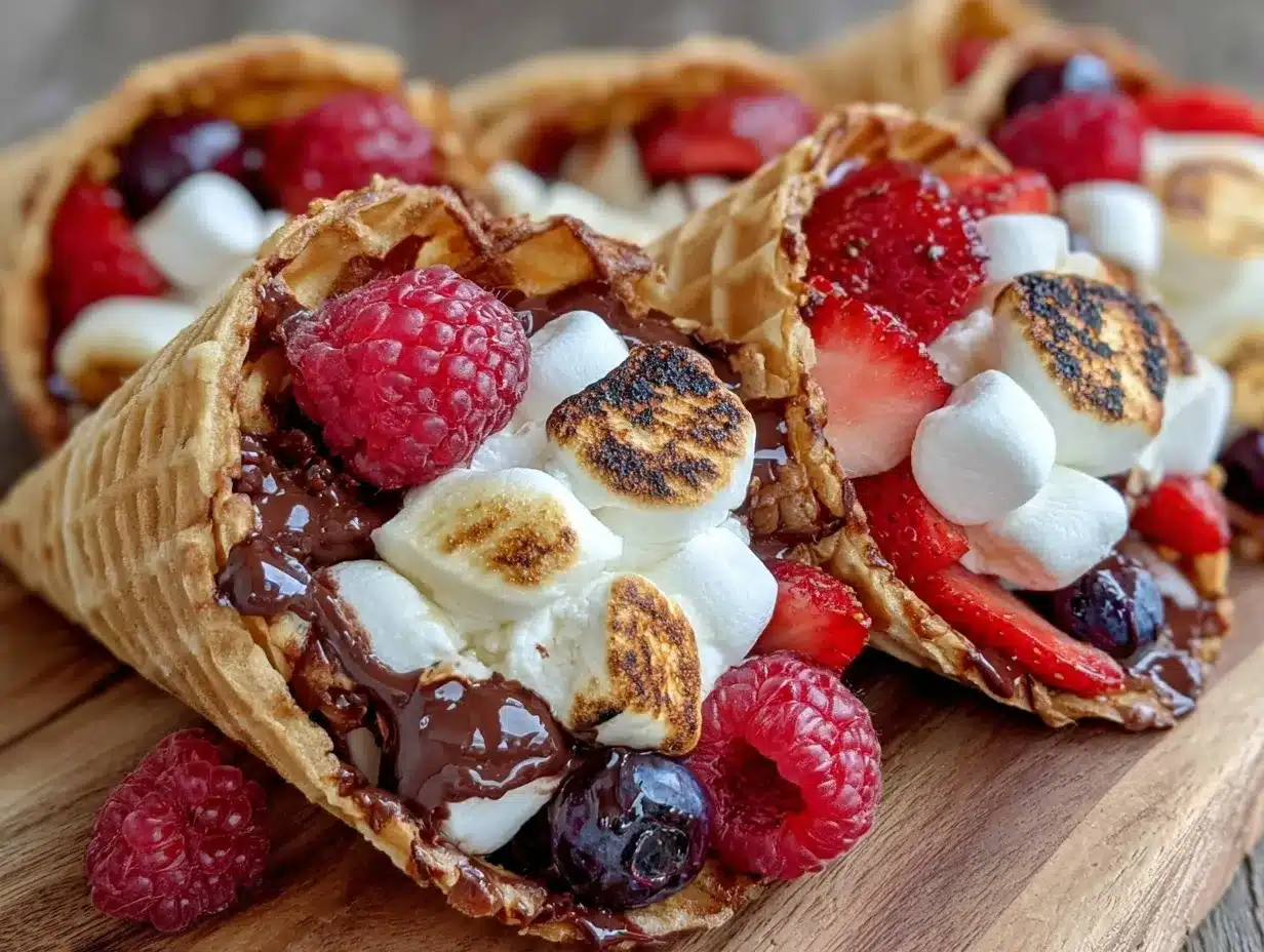 Cozy Campfire Cone Smores preparation steps