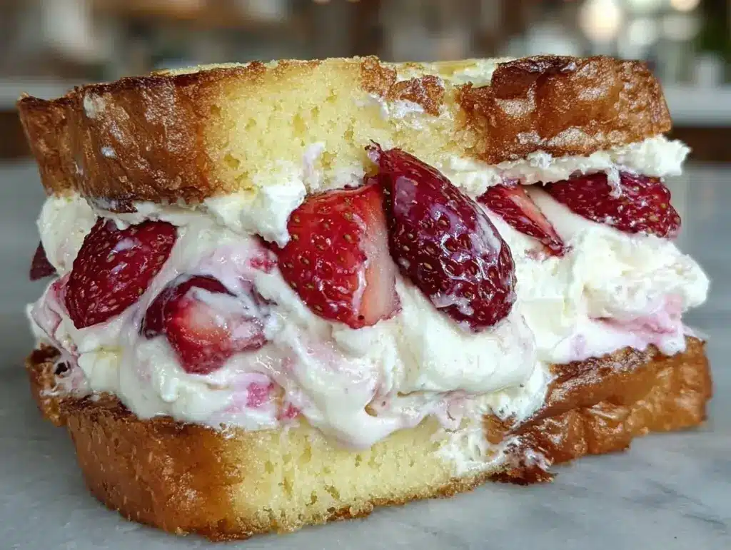 creamy strawberry shortcake ice cream sandwiches - featured image