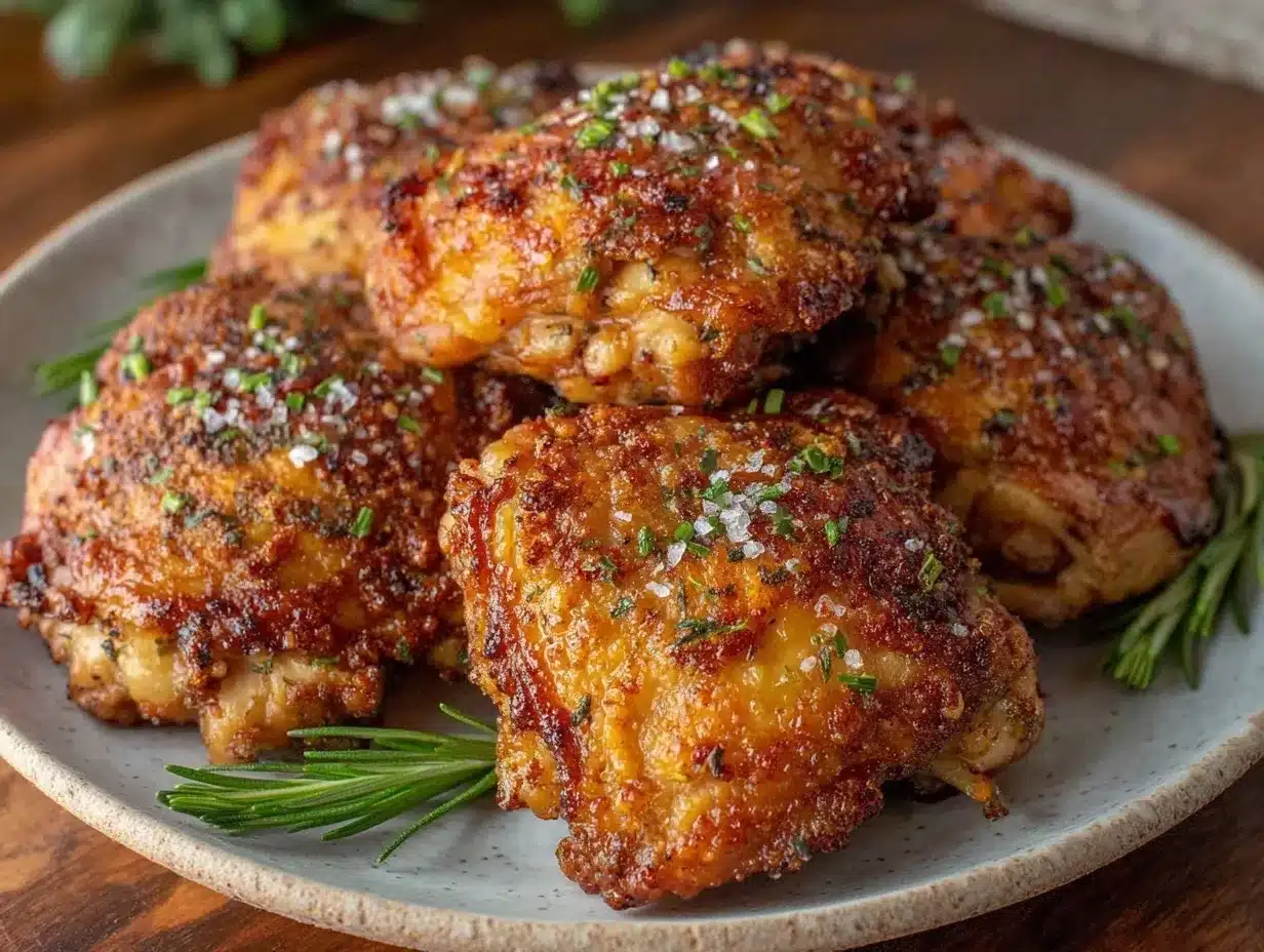 crispy air fryer bone-in chicken thighs preparation steps