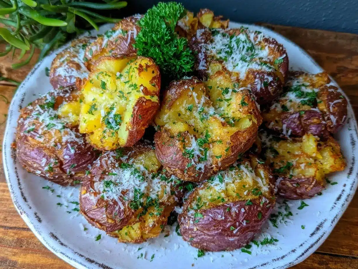 crispy air fryer garlic parmesan smashed baby potatoes preparation steps