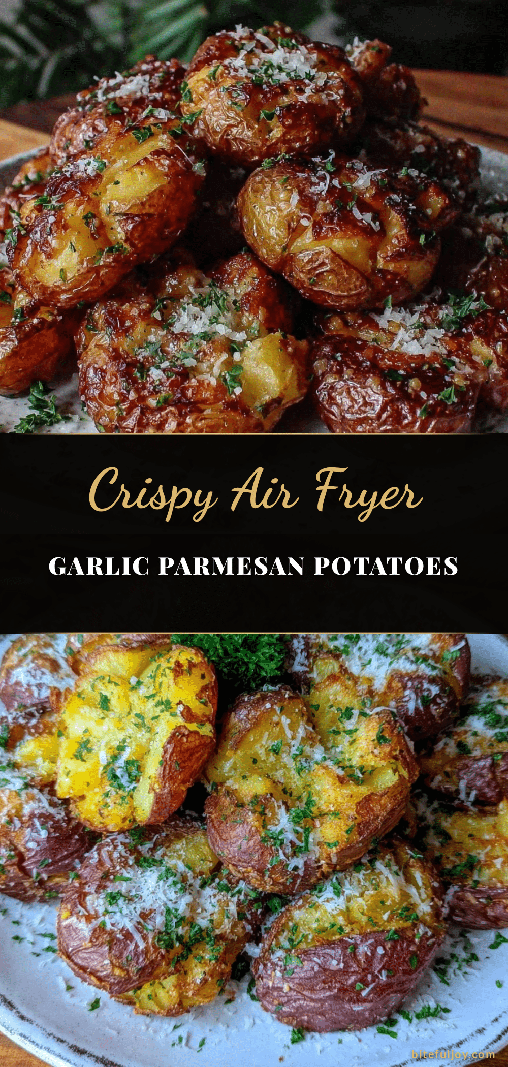 crispy air fryer garlic parmesan smashed baby potatoes recipe