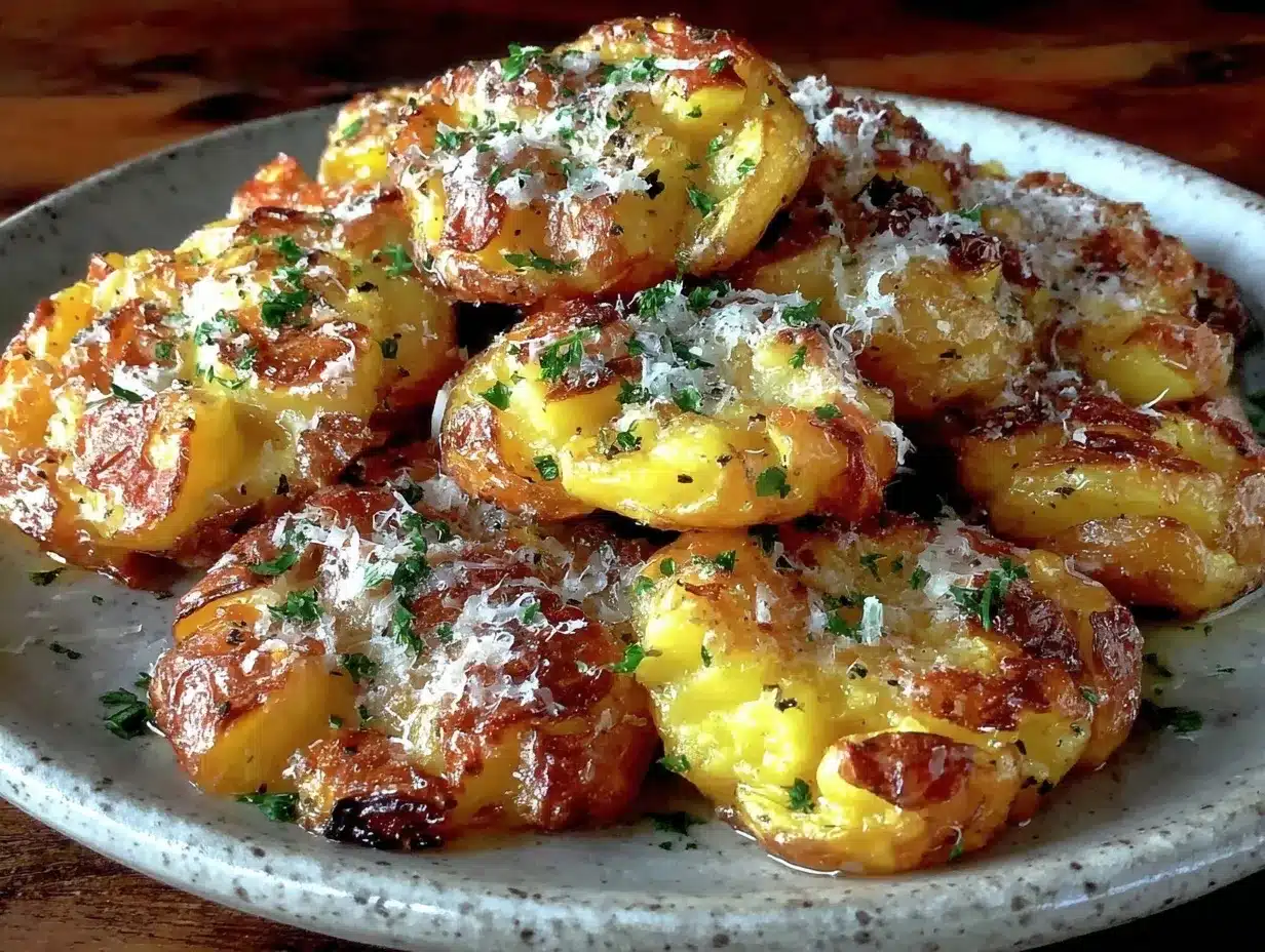 crispy garlic butter parmesan smashed potatoes preparation steps