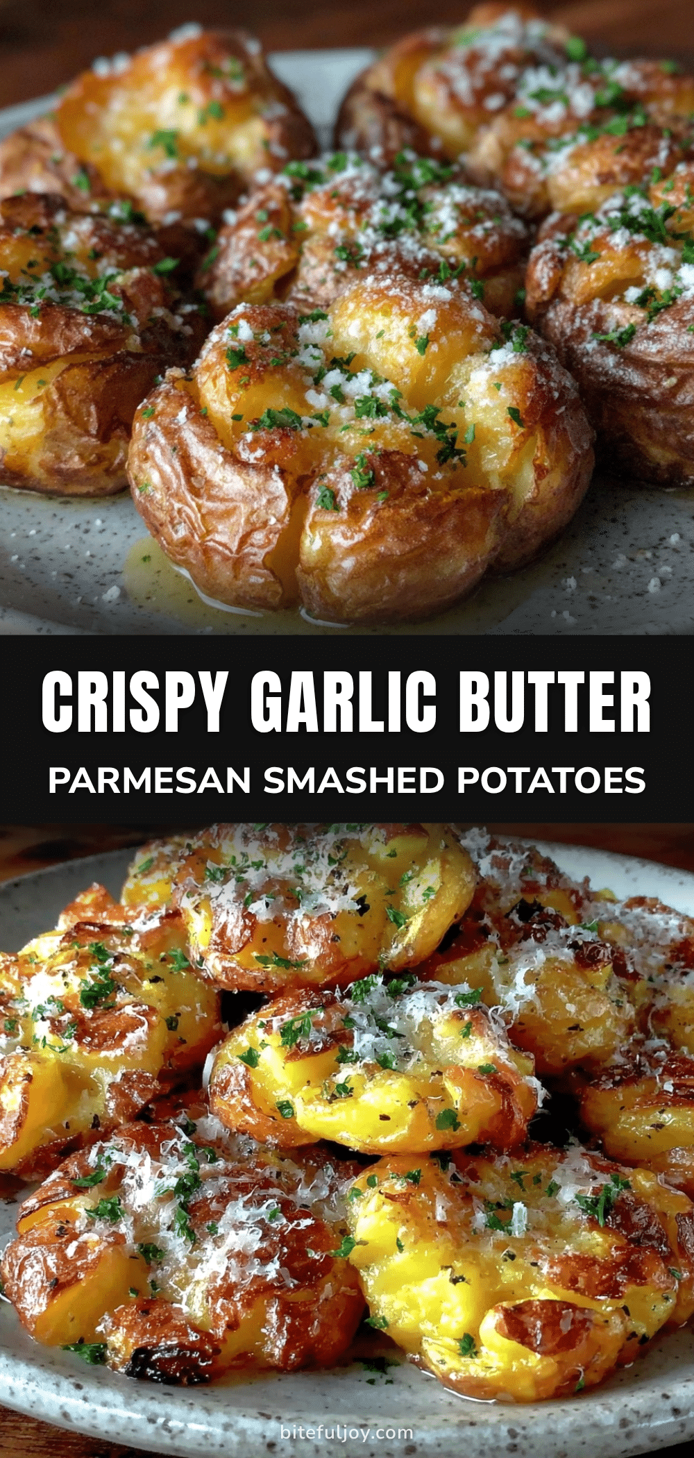 crispy garlic butter parmesan smashed potatoes recipe