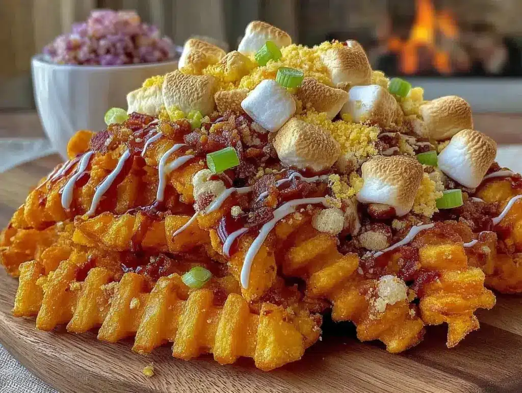 crispy loaded sweet potato fries - featured image