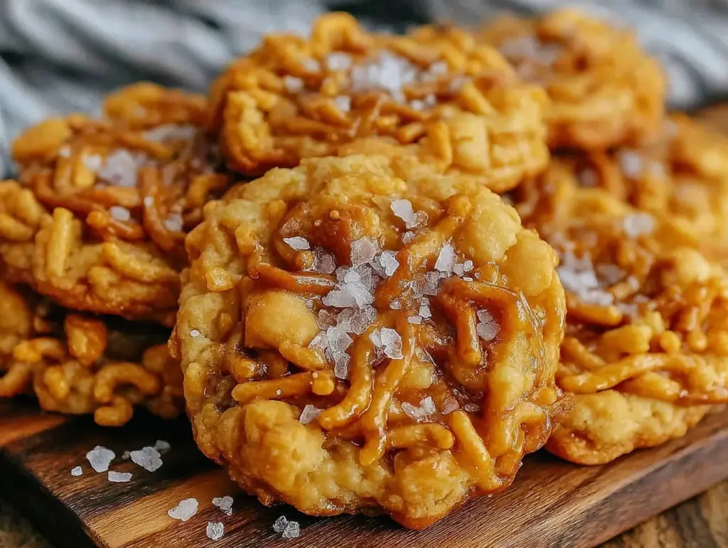 crispy peanut butter ramen noodle cookies - featured image