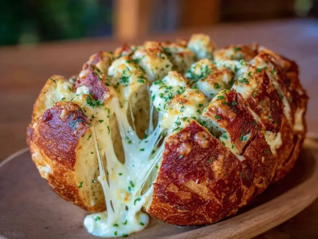 crispy ultimate cheese pull garlic bread boat - featured image