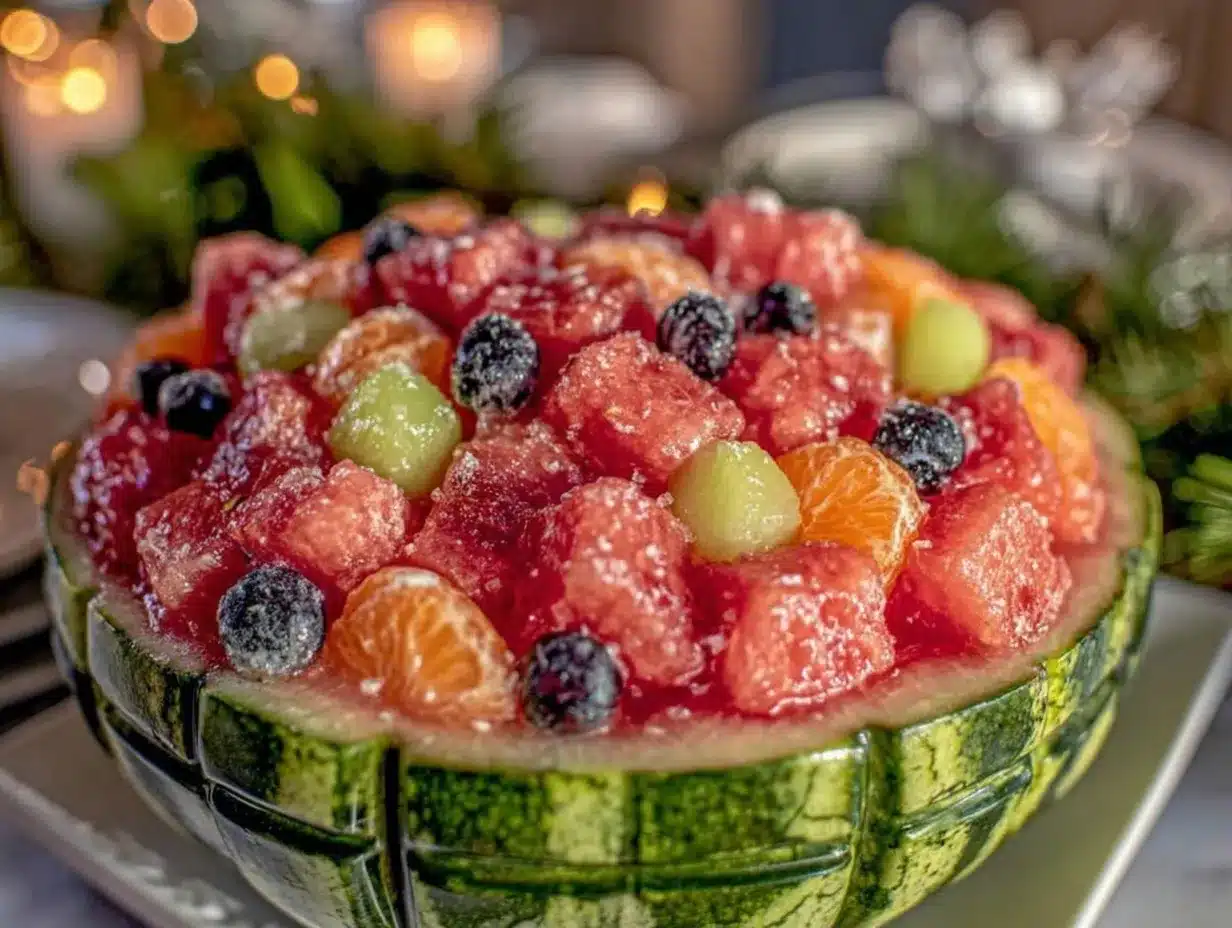 Death Star Watermelon Carving Fruit Bowl preparation steps