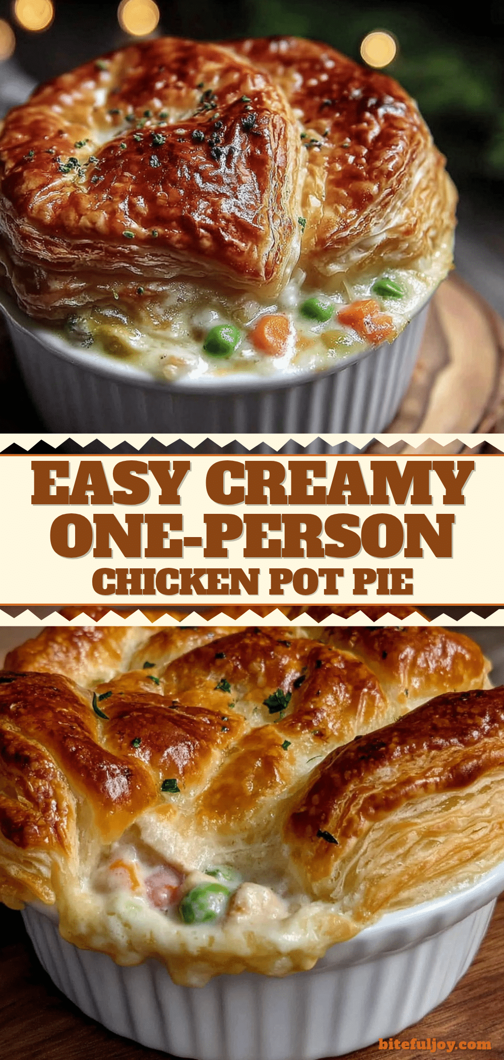 easy creamy one-person chicken pot pie recipe