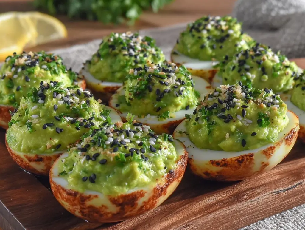 everything bagel avocado deviled eggs - featured image