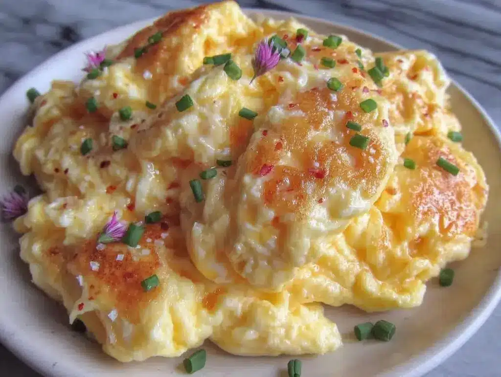fluffy scrambled eggs recipe - featured image