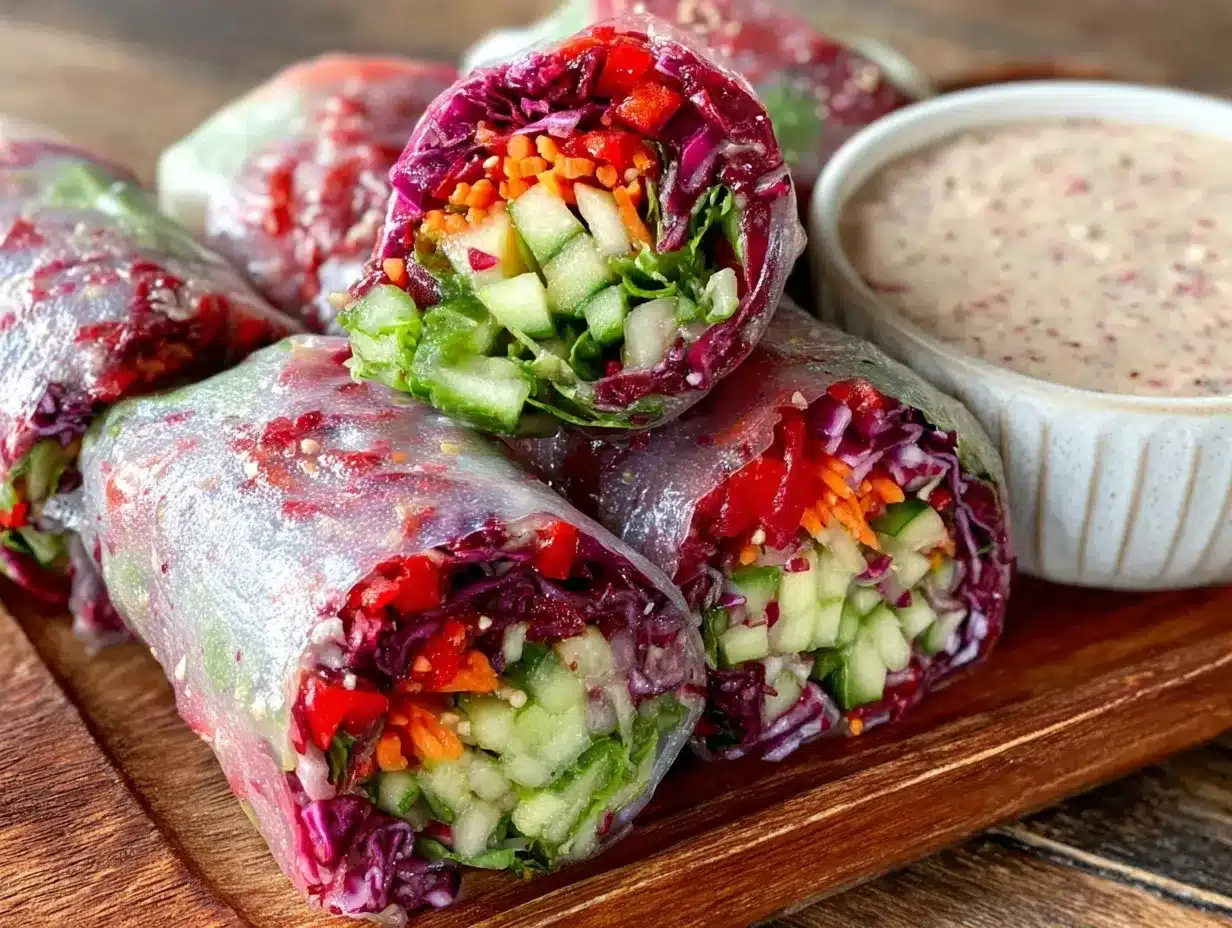 fresh rainbow veggie crystal spring rolls preparation steps