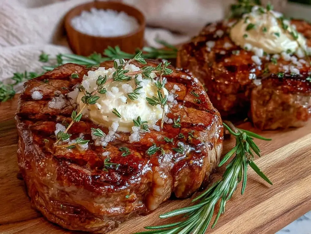 garlic herb compound butter ribeye steak - featured image