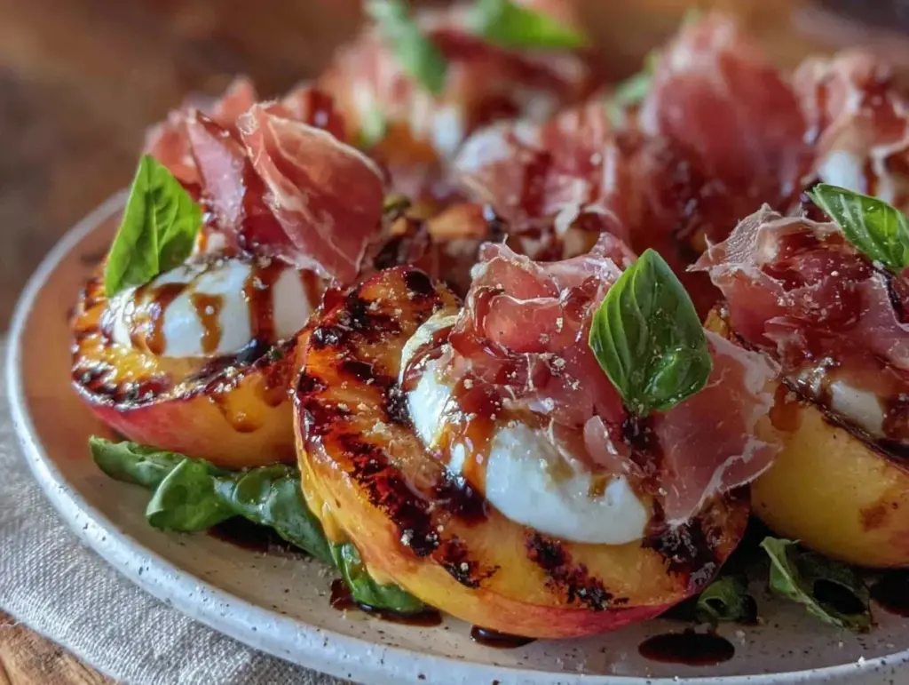 grilled peach burrata salad - featured image