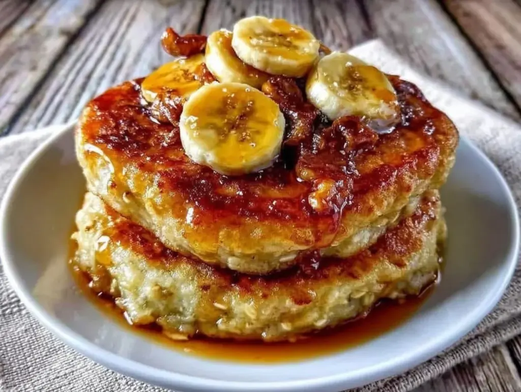 healthy banana oat pancakes - featured image