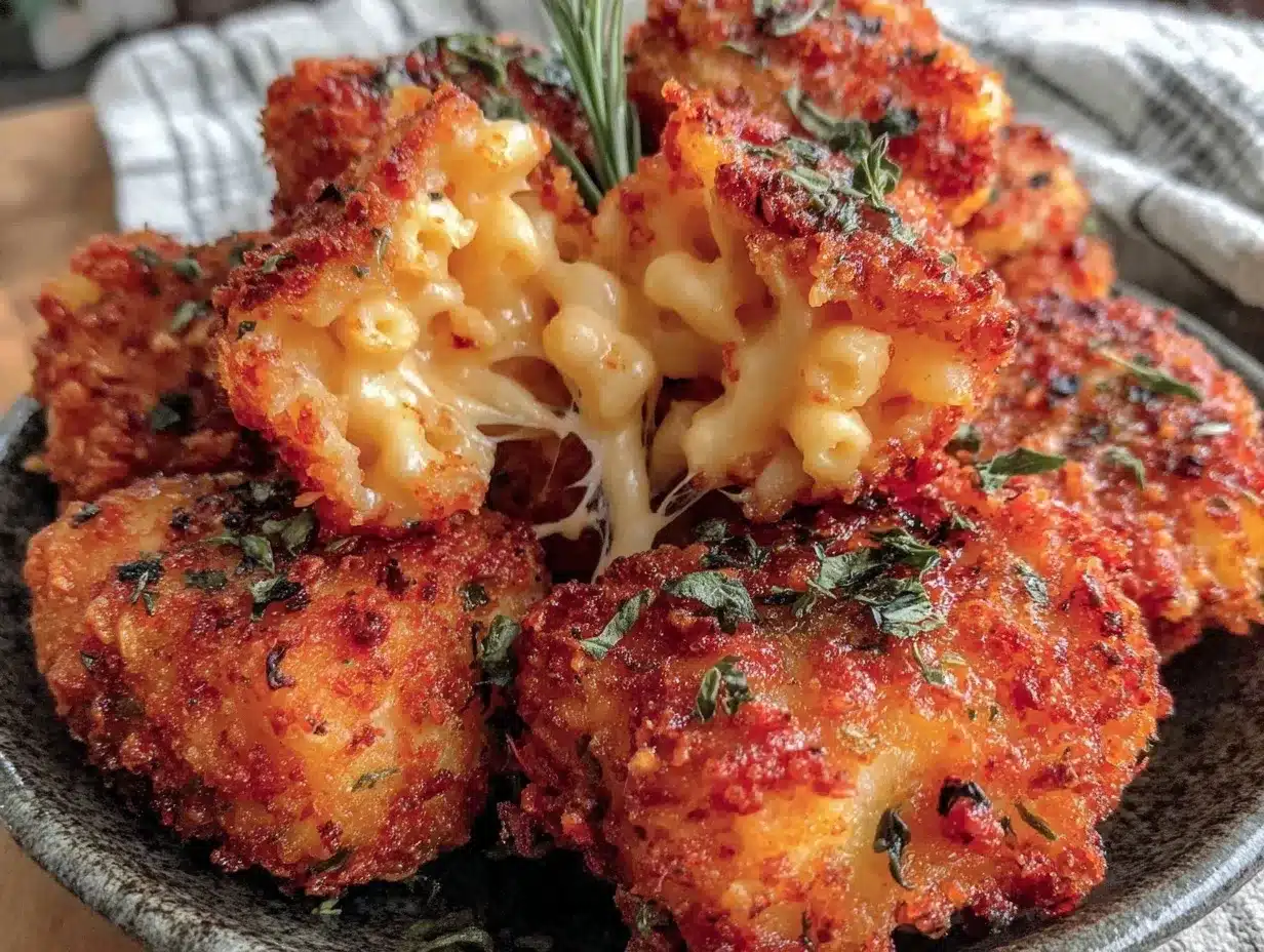 Hot Cheeto Crusted Mac and Cheese Bites preparation steps