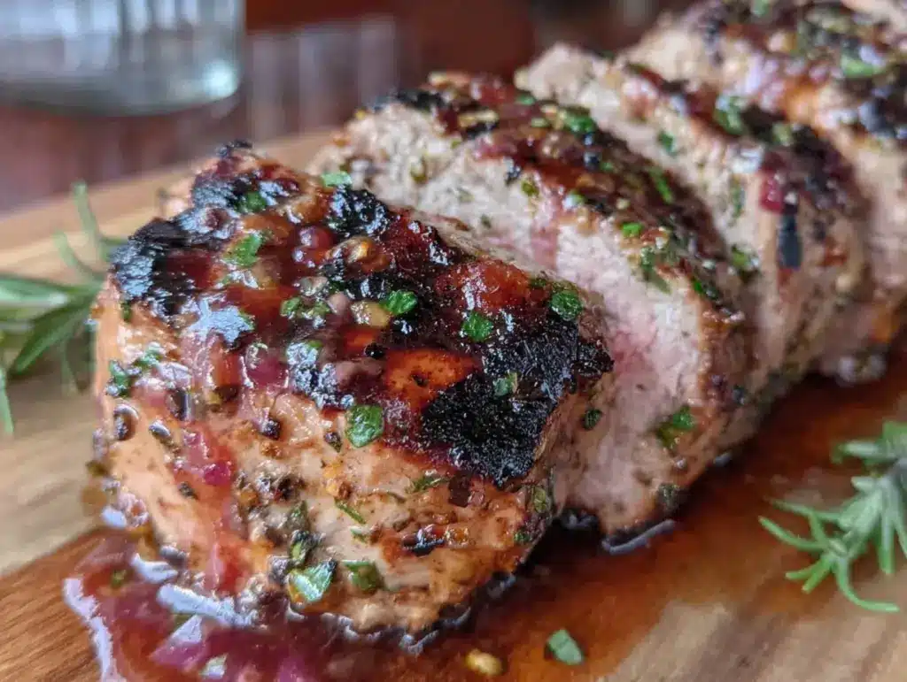jalapeño peach glazed grilled pork tenderloin - featured image
