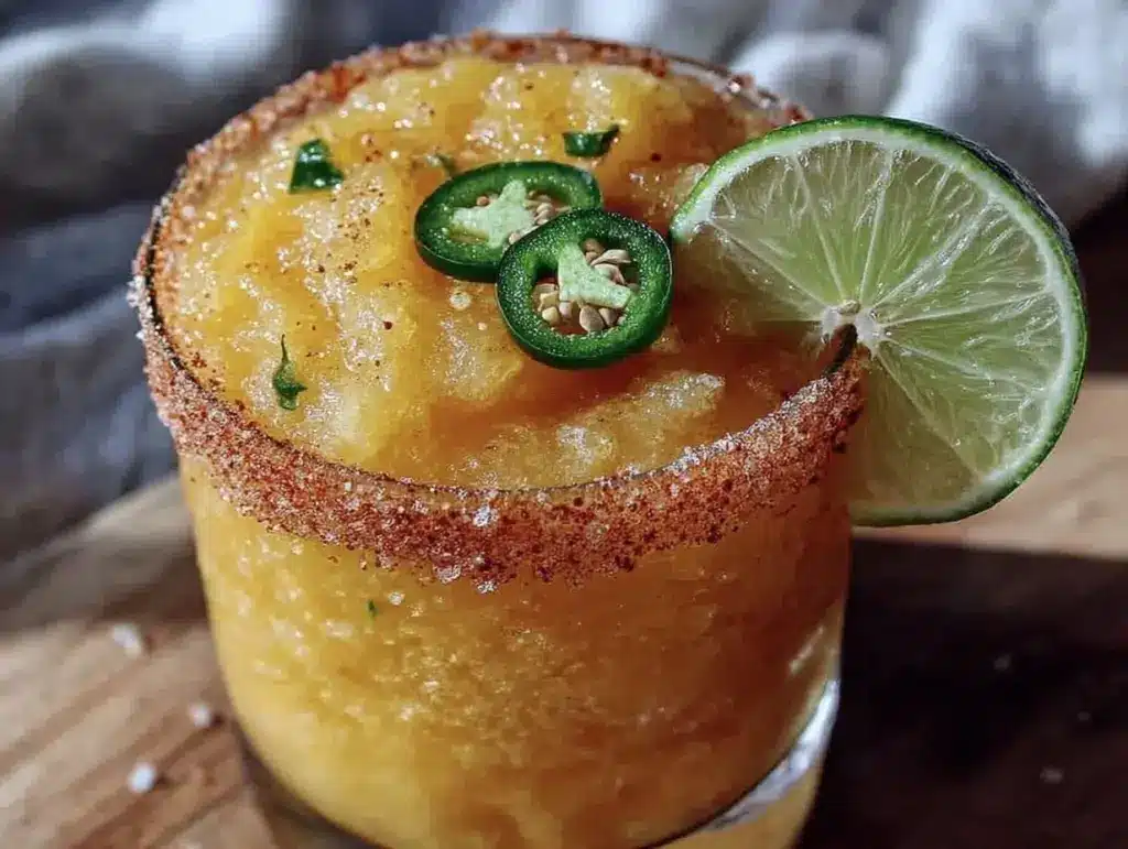 mango jalapeño frozen margarita mocktail - featured image
