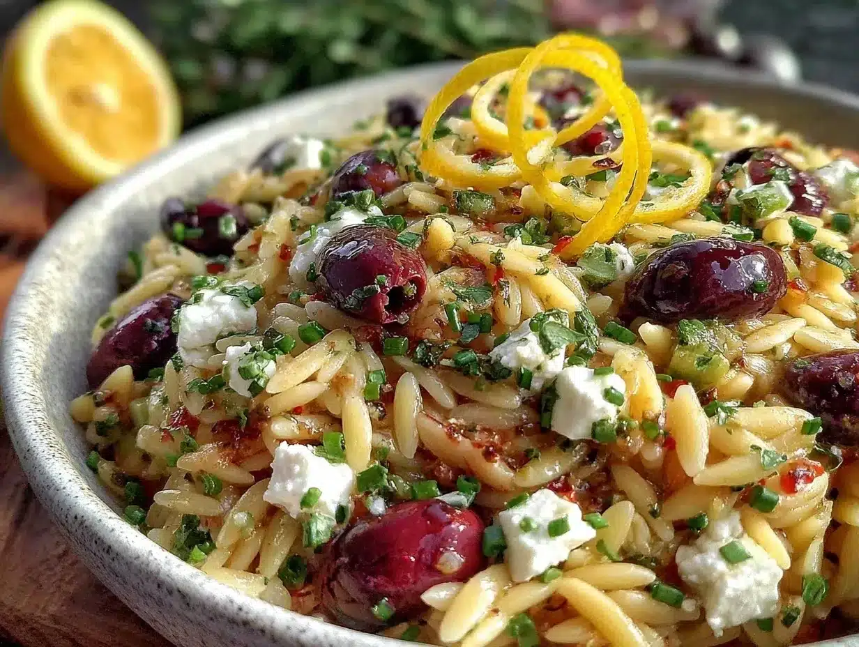Mediterranean orzo pasta salad preparation steps