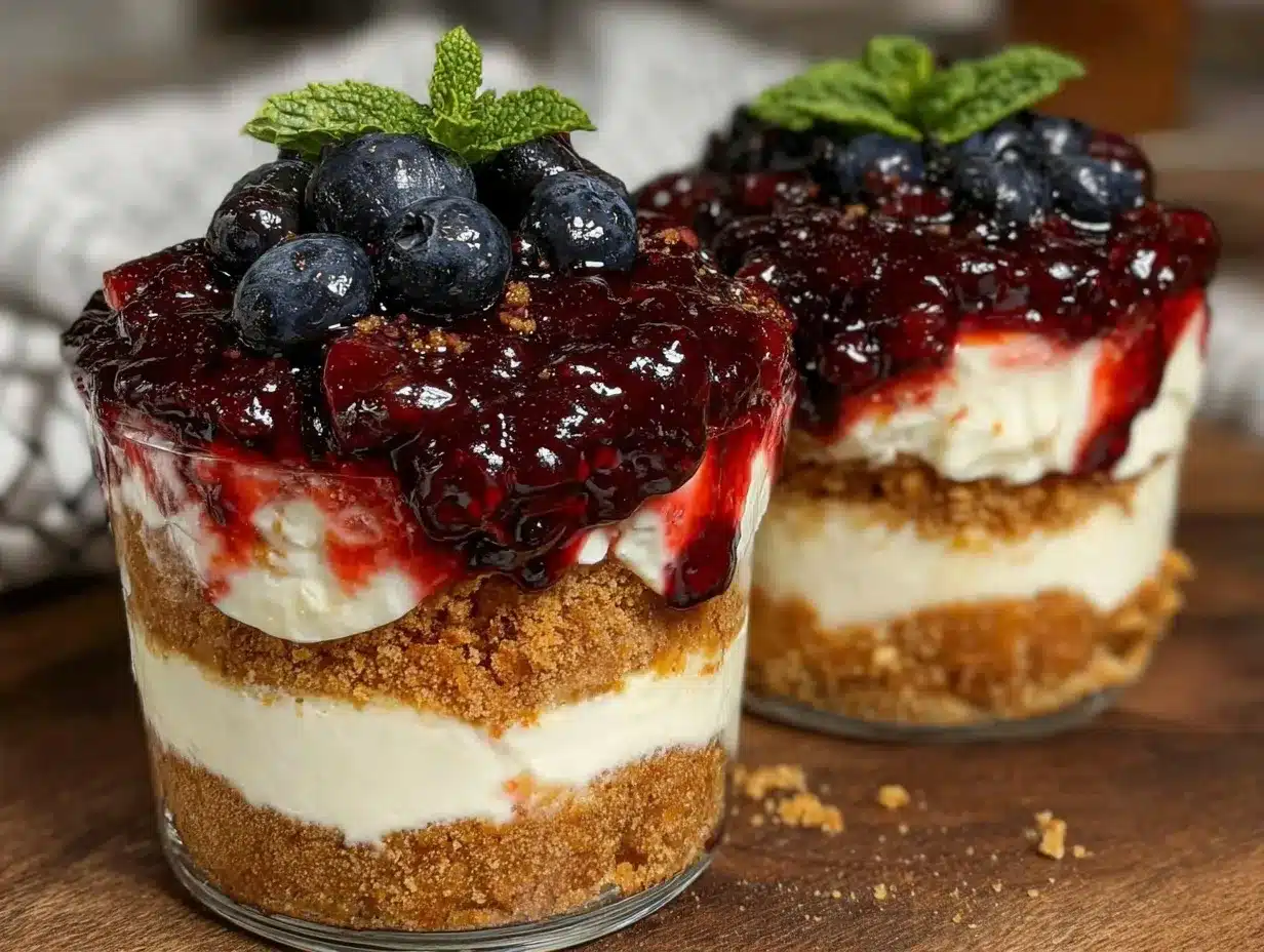 no-bake cheesecake trifle cups preparation steps