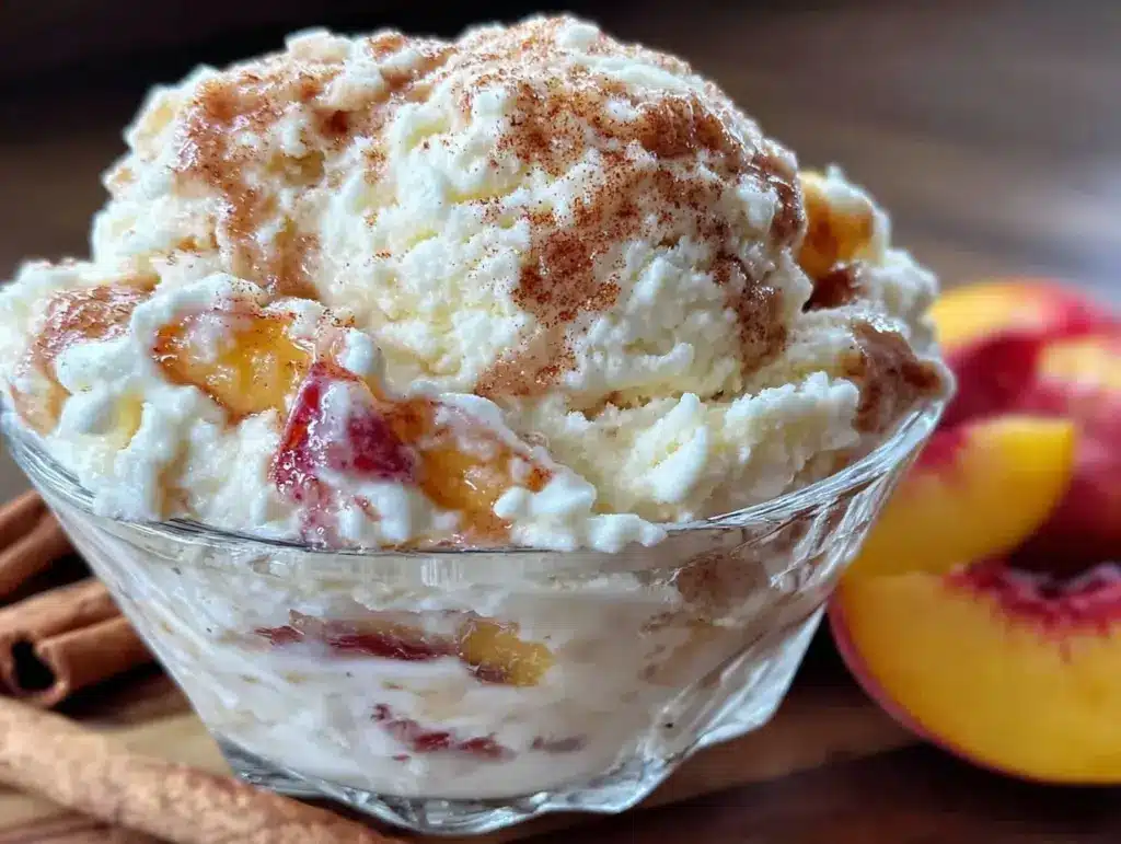 no-churn fresh peach ice cream - featured image