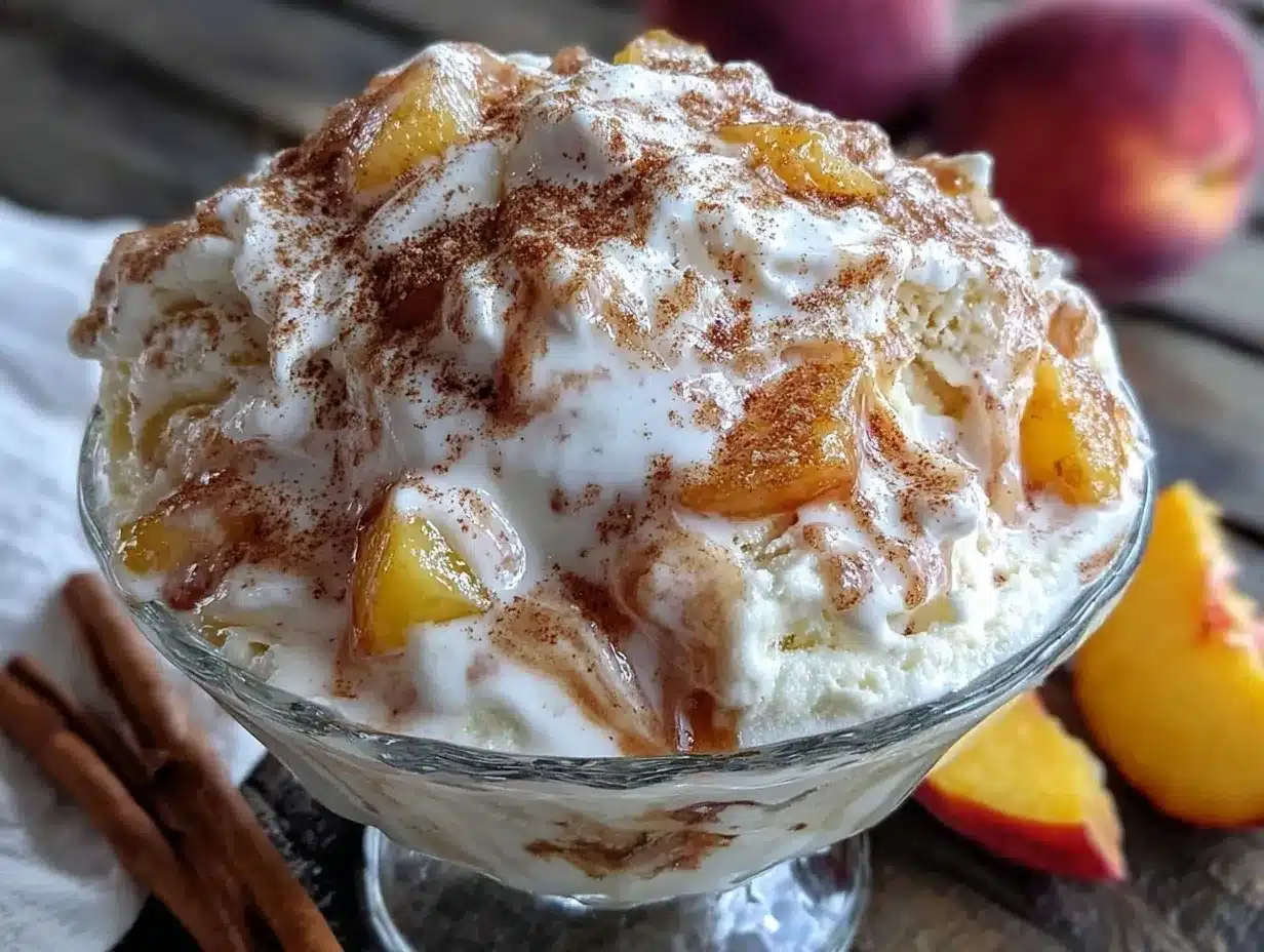 no-churn fresh peach ice cream preparation steps